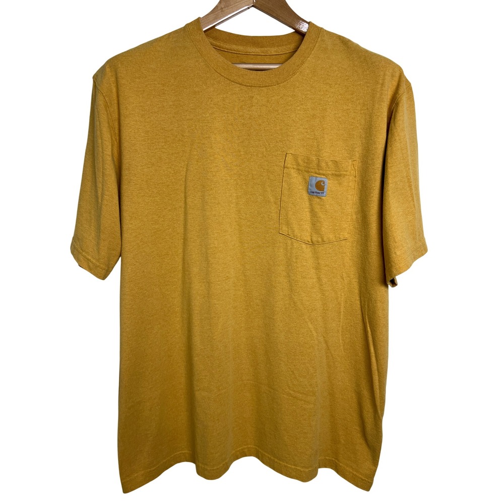 Carhartt K87 Pocket T-Shirt Mens XL Mustard Yellow Short Sleeve Workwear Tee F11